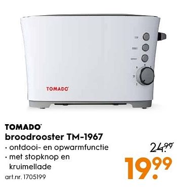 Aanbiedingen Tomado broodrooster tm-1967 - Tomado - Geldig van 10/10/2016 tot 19/10/2016 bij Blokker