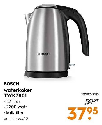 Aanbiedingen Bosch waterkoker twk7801 - Bosch - Geldig van 10/10/2016 tot 19/10/2016 bij Blokker