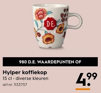 Aanbiedingen Hylper koffiekop - Douwe Egberts - Geldig van 10/10/2016 tot 19/10/2016 bij Blokker