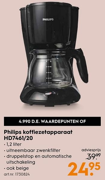 Aanbiedingen Philips koffiezetapparaat hd7461-20 - Philips - Geldig van 10/10/2016 tot 19/10/2016 bij Blokker