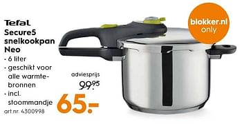 Aanbiedingen Secure5 snelkookpan neo - Tefal - Geldig van 10/10/2016 tot 19/10/2016 bij Blokker