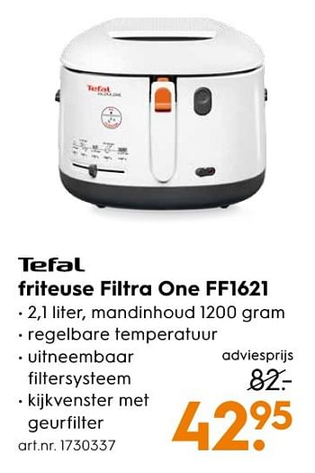 Aanbiedingen Tefal friteuse filtra one ff1621 - Tefal - Geldig van 10/10/2016 tot 19/10/2016 bij Blokker