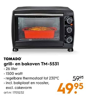 Aanbiedingen Tomado grill- en bakoven tm-5531 - Tomado - Geldig van 10/10/2016 tot 19/10/2016 bij Blokker