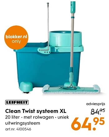 Aanbiedingen Clean twist systeem xl - Leifheit - Geldig van 10/10/2016 tot 19/10/2016 bij Blokker