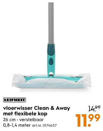Aanbiedingen Vloerwisser clean + away met flexibele kop - Leifheit - Geldig van 10/10/2016 tot 19/10/2016 bij Blokker
