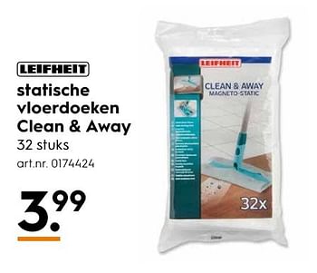 Aanbiedingen Statische vloerdoeken clean + away - Leifheit - Geldig van 10/10/2016 tot 19/10/2016 bij Blokker