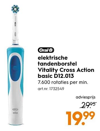 Aanbiedingen Elektrische tandenborstel vitality cross action basic d12.013 - Oral-B - Geldig van 10/10/2016 tot 19/10/2016 bij Blokker