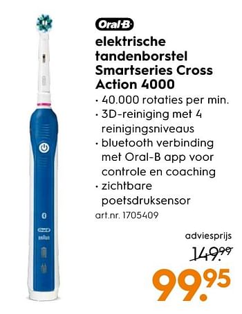 Aanbiedingen Elektrische tandenborstel smartseries cross action 4000 - Oral-B - Geldig van 10/10/2016 tot 19/10/2016 bij Blokker