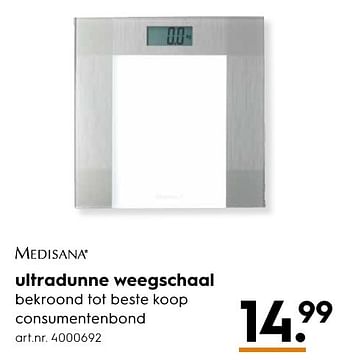 Aanbiedingen Medisana ultradunne weegschaal - Medisana - Geldig van 10/10/2016 tot 19/10/2016 bij Blokker