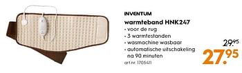 Aanbiedingen Inventum warmteband hnk247 - Inventum - Geldig van 10/10/2016 tot 19/10/2016 bij Blokker