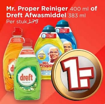 Aanbiedingen Mr. proper reiniger of dreft afwasmiddel - Dreft - Geldig van 16/10/2016 tot 22/10/2016 bij Vomar