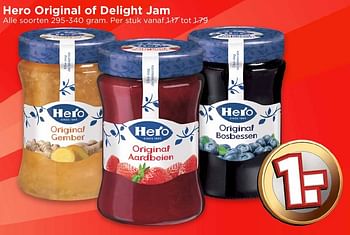 Aanbiedingen Hero original of delight jam - Hero - Geldig van 16/10/2016 tot 22/10/2016 bij Vomar