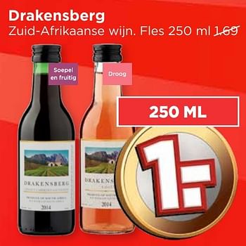 Aanbiedingen Drakensberg zuid-afrikaanse wijn - Rode wijnen - Geldig van 16/10/2016 tot 22/10/2016 bij Vomar