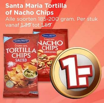 Aanbiedingen Santa maria tortilla of nacho chips - Santa Maria - Geldig van 16/10/2016 tot 22/10/2016 bij Vomar