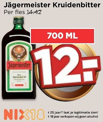 Aanbiedingen Jägermeister kruidenbitter - Jagermeister - Geldig van 16/10/2016 tot 22/10/2016 bij Vomar