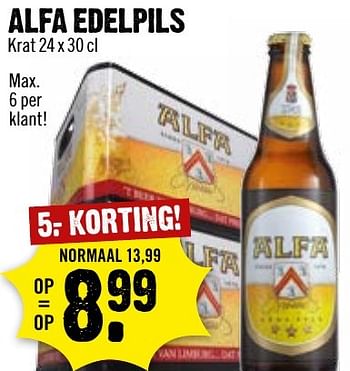 Aanbiedingen Alfa edelpils - Alfa - Geldig van 16/10/2016 tot 22/10/2016 bij Dirk III