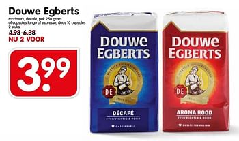 Aanbiedingen Douwe egberts roodmerk, decafé of capsules lungo of espresso - Douwe Egberts - Geldig van 16/10/2016 tot 22/10/2016 bij Em-té