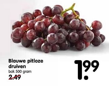 Aanbiedingen Blauwe pitloze druiven - Huismerk - Em-té - Geldig van 16/10/2016 tot 22/10/2016 bij Em-té
