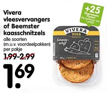 Aanbiedingen Vivera vleesvervangers of beemster kaasschnitzels - Vivera - Geldig van 16/10/2016 tot 22/10/2016 bij Em-té
