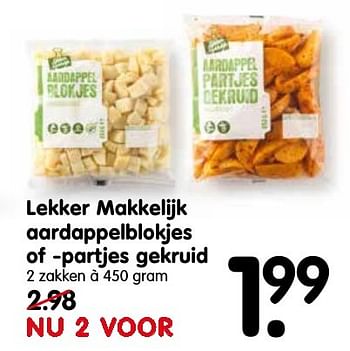 Aanbiedingen Lekker makkelijk aardappelblokjes of -partjes gekruid - Huismerk - Em-té - Geldig van 16/10/2016 tot 22/10/2016 bij Em-té