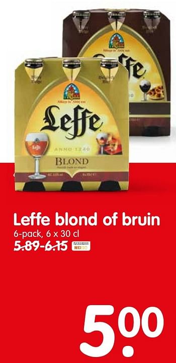Aanbiedingen Leffe blond of bruin - Leffe - Geldig van 16/10/2016 tot 22/10/2016 bij Em-té