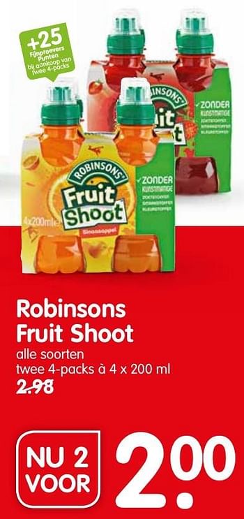 Aanbiedingen Robinsons fruit shoot - Robinsons - Geldig van 16/10/2016 tot 22/10/2016 bij Em-té