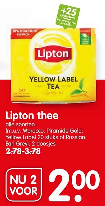 Aanbiedingen Lipton thee - Lipton - Geldig van 16/10/2016 tot 22/10/2016 bij Em-té