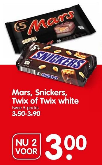 Aanbiedingen Mars, snickers, twix of twix white - Twix - Geldig van 16/10/2016 tot 22/10/2016 bij Em-té