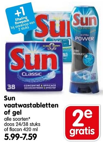 Aanbiedingen Sun vaatwastabletten of gel - Sun - Geldig van 16/10/2016 tot 22/10/2016 bij Em-té