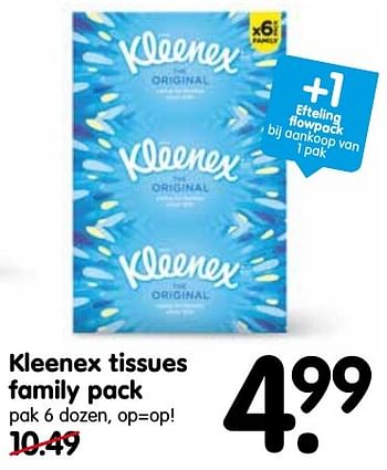 Aanbiedingen Kleenex tissues family pack - Kleenex - Geldig van 16/10/2016 tot 22/10/2016 bij Em-té