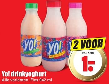 Aanbiedingen Yo! drinkyoghurt - Yo! - Geldig van 16/10/2016 tot 22/10/2016 bij Lekker Doen