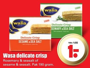 Aanbiedingen Wasa delicate crisp - Wasa - Geldig van 16/10/2016 tot 22/10/2016 bij Lekker Doen