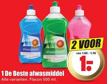 Aanbiedingen 1 de beste afwasmiddel - 1 de beste - Geldig van 16/10/2016 tot 22/10/2016 bij Lekker Doen