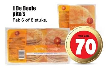 Aanbiedingen 1 de beste pita`s - 1 de beste - Geldig van 16/10/2016 tot 22/10/2016 bij Lekker Doen