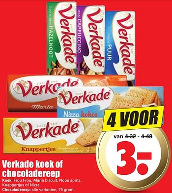 Aanbiedingen Verkade koek of chocoladereep - Verkade - Geldig van 16/10/2016 tot 22/10/2016 bij Lekker Doen