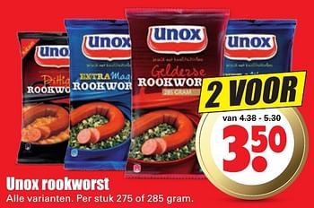 Aanbiedingen Unox rookworst - Unox - Geldig van 16/10/2016 tot 22/10/2016 bij Lekker Doen