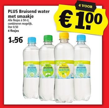 Aanbiedingen Plus bruisend water met smaakje - Huismerk - Plus - Geldig van 16/10/2016 tot 22/10/2016 bij Plus