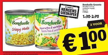 Aanbiedingen Bonduelle groente - Bonduelle - Geldig van 16/10/2016 tot 22/10/2016 bij Plus