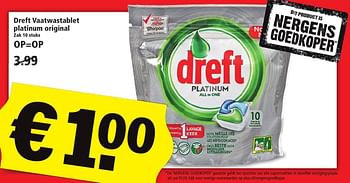 Aanbiedingen Dreft vaatwastablet platinum original - Dreft - Geldig van 16/10/2016 tot 22/10/2016 bij Plus