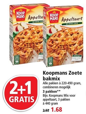 Aanbiedingen Koopmans mix voor appeltaart - Koopmans - Geldig van 16/10/2016 tot 22/10/2016 bij Plus