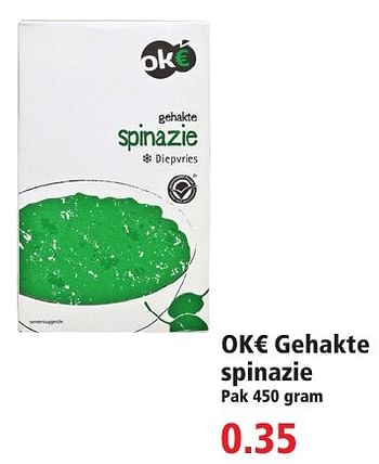 Aanbiedingen Ok€ gehakte spinazie - Okâ‚¬ - Geldig van 16/10/2016 tot 22/10/2016 bij Plus