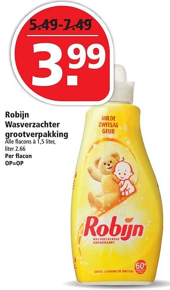 Aanbiedingen Robijn wasverzachter grootverpakking - Robijn - Geldig van 16/10/2016 tot 22/10/2016 bij Plus