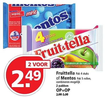 Aanbiedingen Fruittella of mentos - Huismerk - Plus - Geldig van 16/10/2016 tot 22/10/2016 bij Plus
