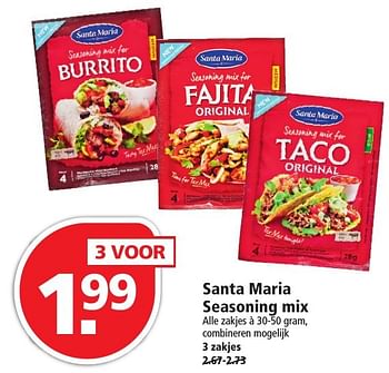 Aanbiedingen Santa maria seasoning mix - Santa Maria - Geldig van 16/10/2016 tot 22/10/2016 bij Plus