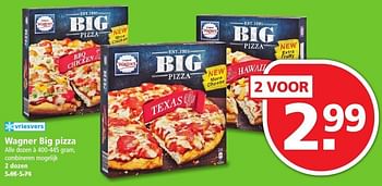 Aanbiedingen Wagner big pizza - Original Wagner - Geldig van 16/10/2016 tot 22/10/2016 bij Plus