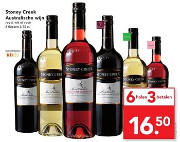 Aanbiedingen Stoney creek australische wijn rood, wit of rosé - Rode wijnen - Geldig van 16/10/2016 tot 22/10/2016 bij Deen Supermarkten