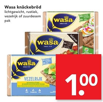 Aanbiedingen Wasa knäckebröd lichtgewicht, rustiek, vezelrijk of zuurdesem - Wasa - Geldig van 16/10/2016 tot 22/10/2016 bij Deen Supermarkten