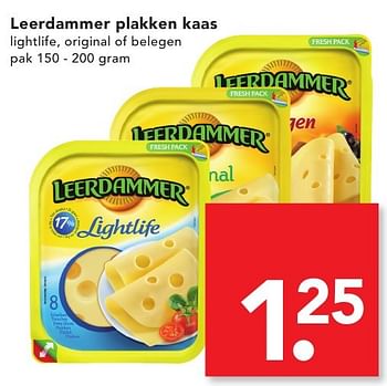 Aanbiedingen Leerdammer plakken kaas lightlife, original of belegen - Leerdammer - Geldig van 16/10/2016 tot 22/10/2016 bij Deen Supermarkten
