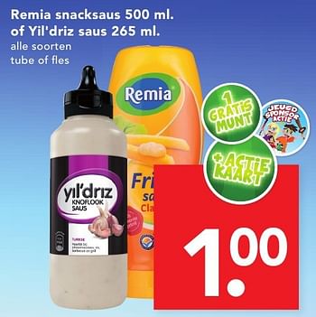 Aanbiedingen Remia snacksaus of yil`driz saus - Huismerk deen supermarkt - Geldig van 16/10/2016 tot 22/10/2016 bij Deen Supermarkten