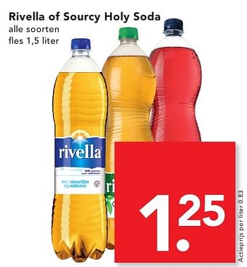 Aanbiedingen Rivella of sourcy holy soda - Huismerk deen supermarkt - Geldig van 16/10/2016 tot 22/10/2016 bij Deen Supermarkten